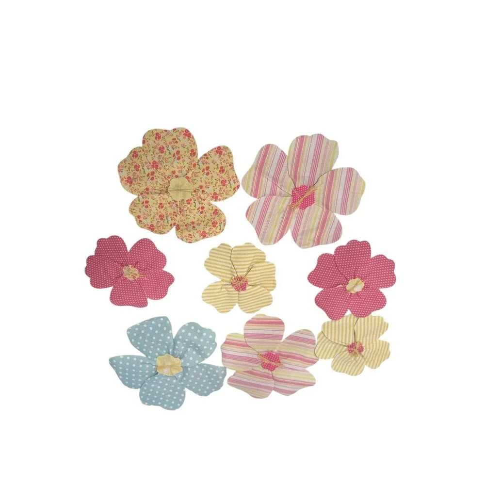 Pottery Barn Fabric Flower Wall Hangings, set of 8- Easter Spring Baby Bloom New